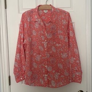 J Crew Factory Pink White Floral Button Up Classic Cotton 3X